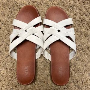 Mia white strappy slip on sandals